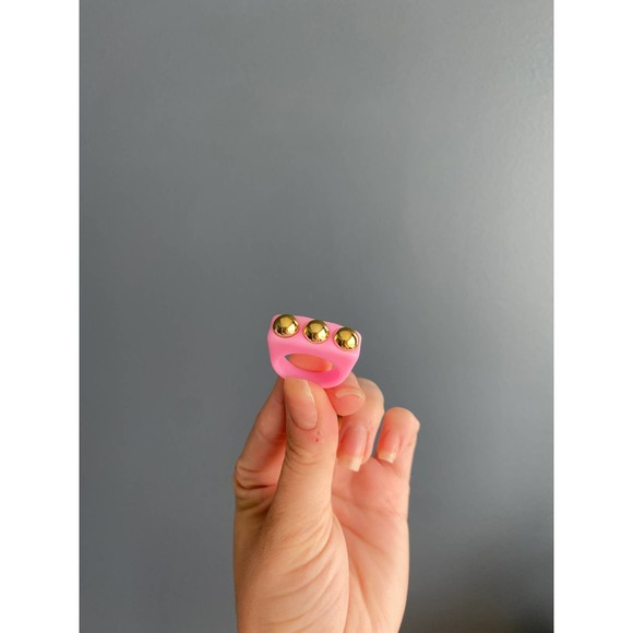 y2k pink/gold square chunky bar ring, 8 - Picture 5 of 6
